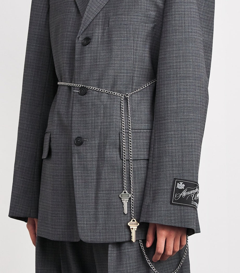 Wool-Blend Chain-Detail Blazer