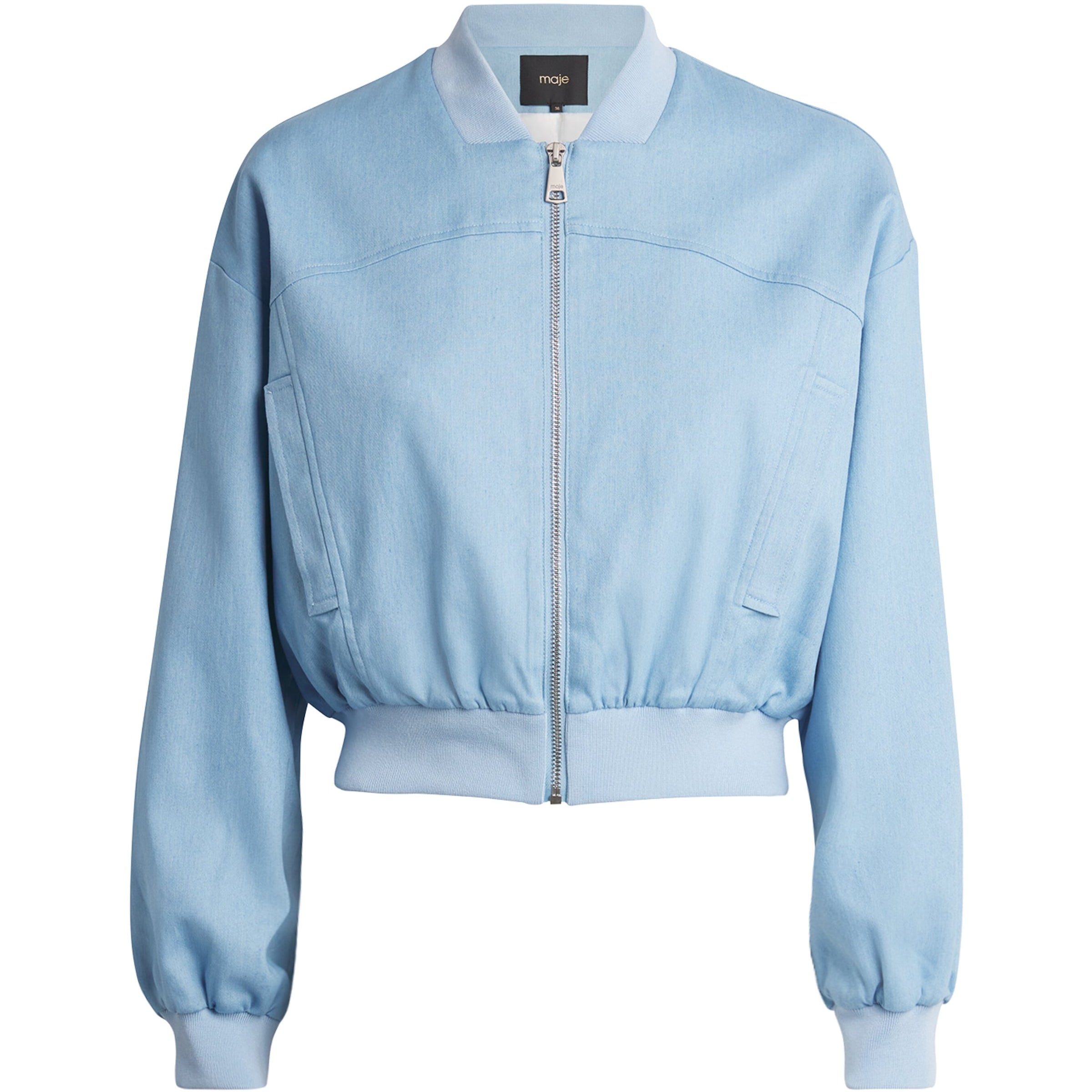Maje Blue Denim Bomber Jacket