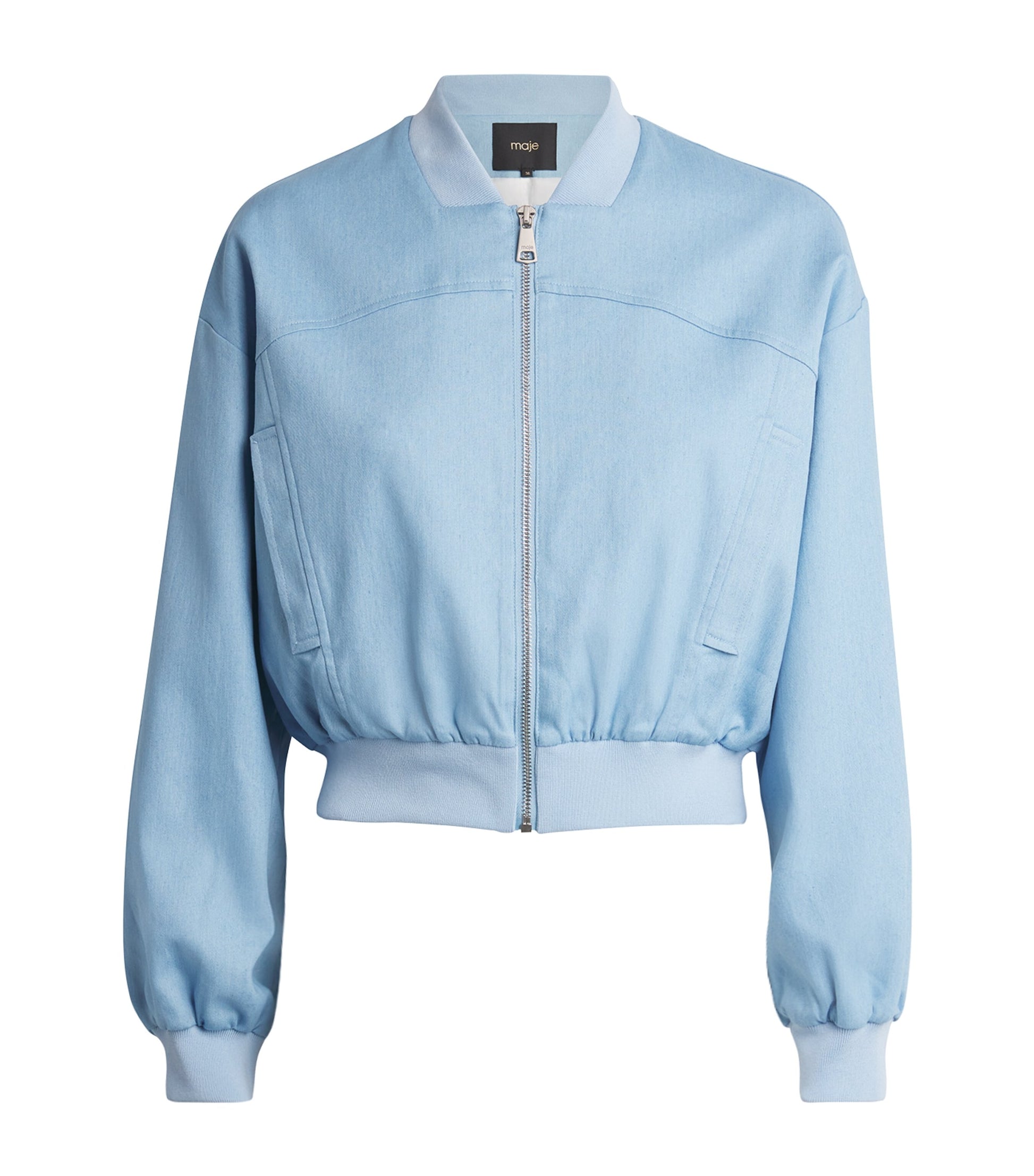 Maje Blue Denim Bomber Jacket