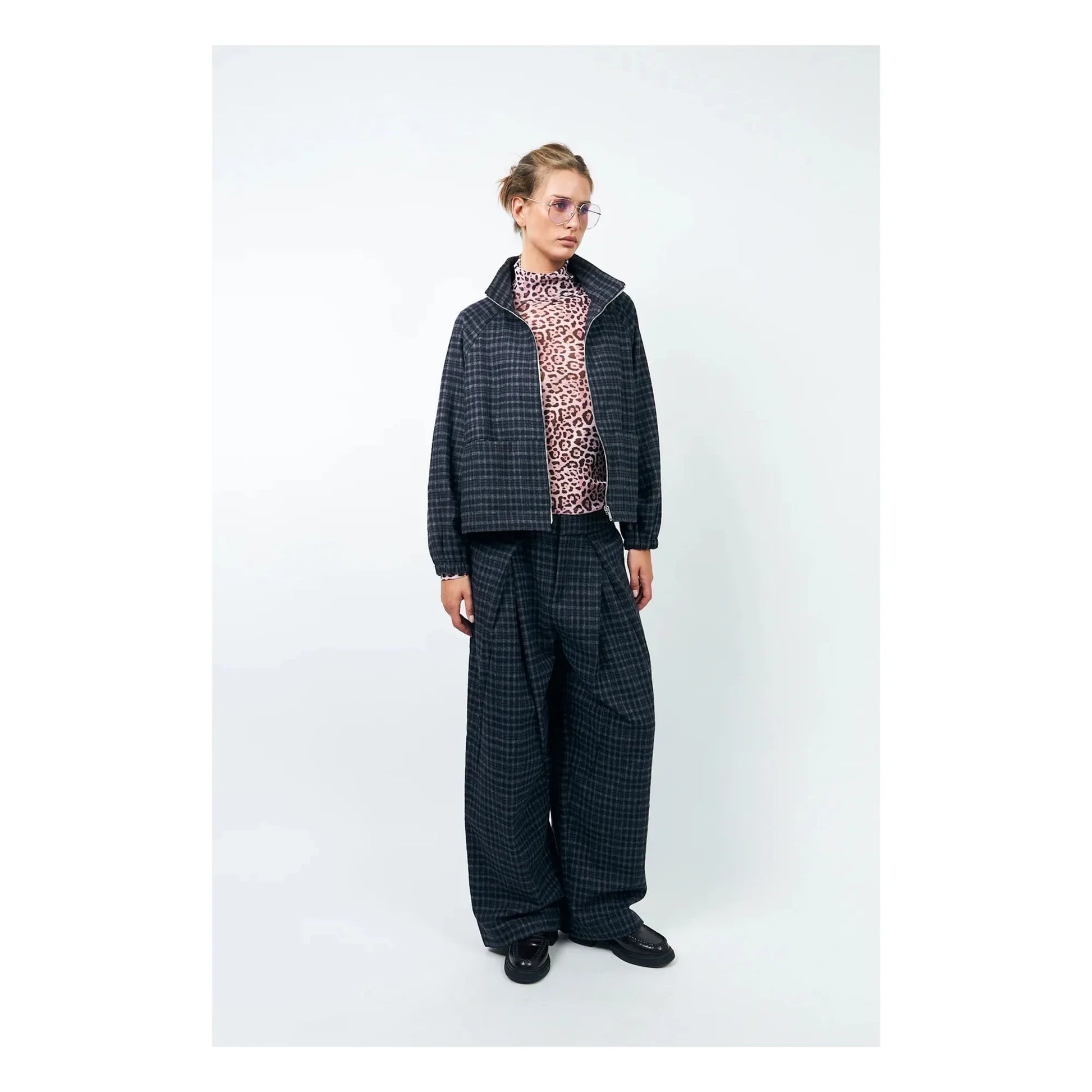 Lollys Laundry - Mae Carreaux Jacket | Midnight blue