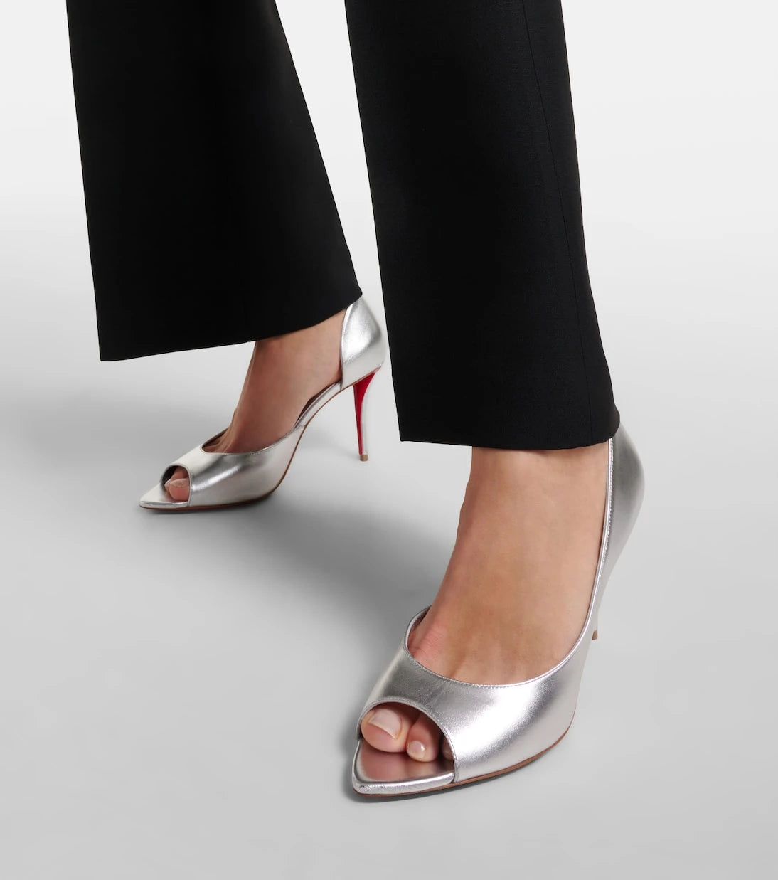 Christian Louboutin - Open Apostropha 80 metallic leather pumps