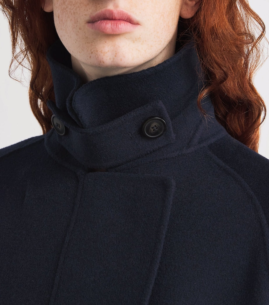 Weekend Max Mara Blue Virgin Wool Cropped Coat