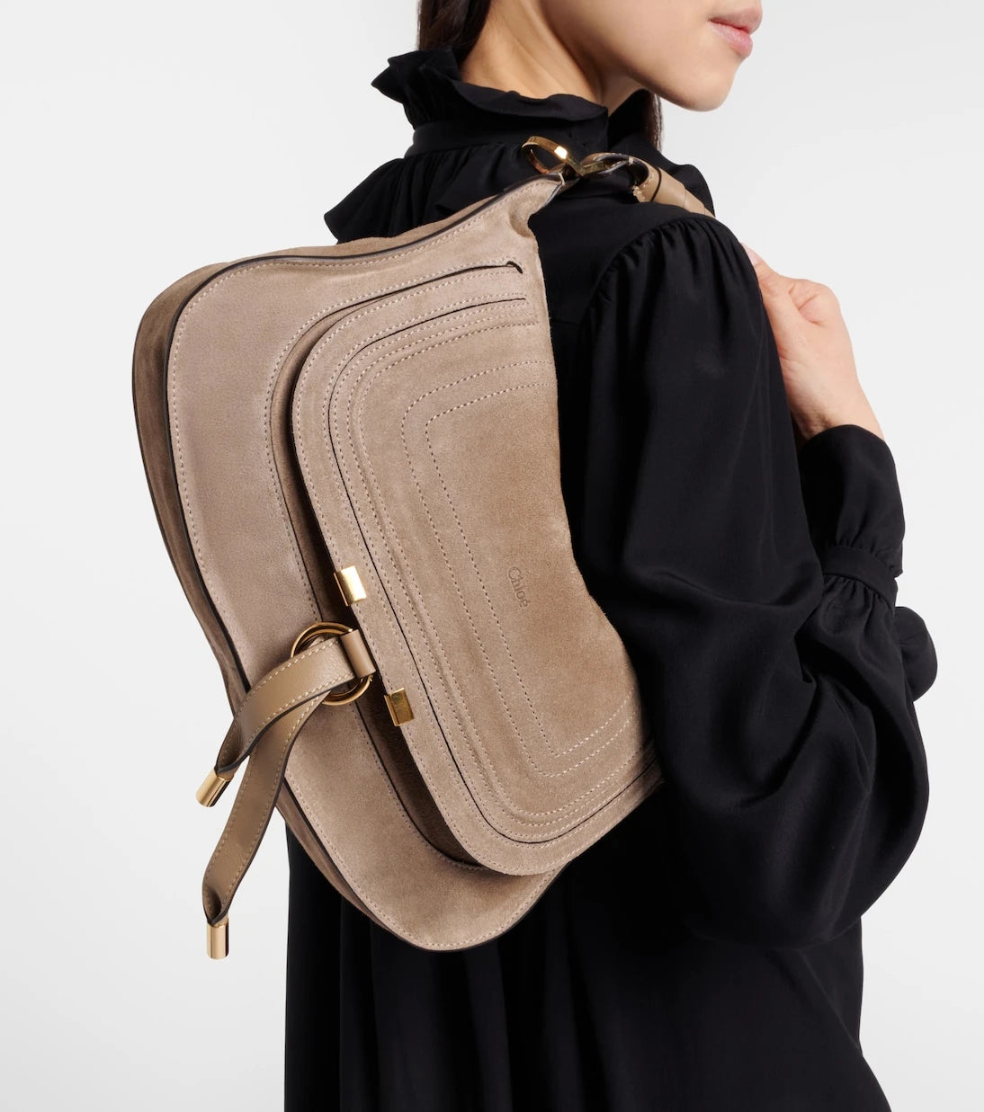 Chloé - حقيبة كتف مارسي صغيرة من جلد السويد