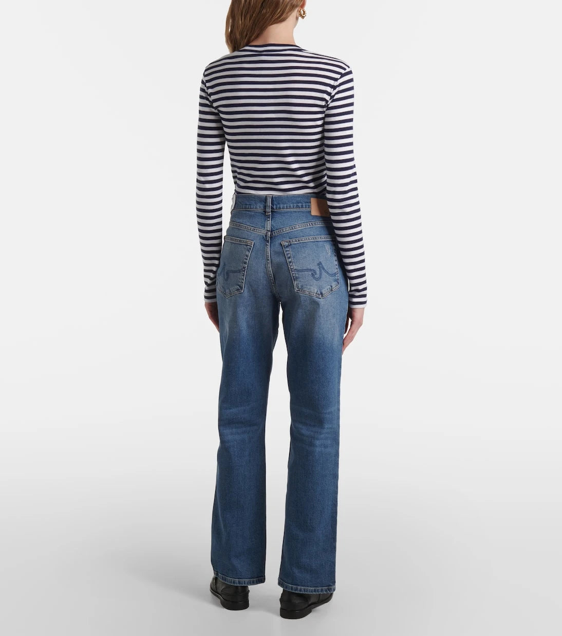 AG Jeans - بنطلون جينز بقصة مستقيمة وخصر مرتفع