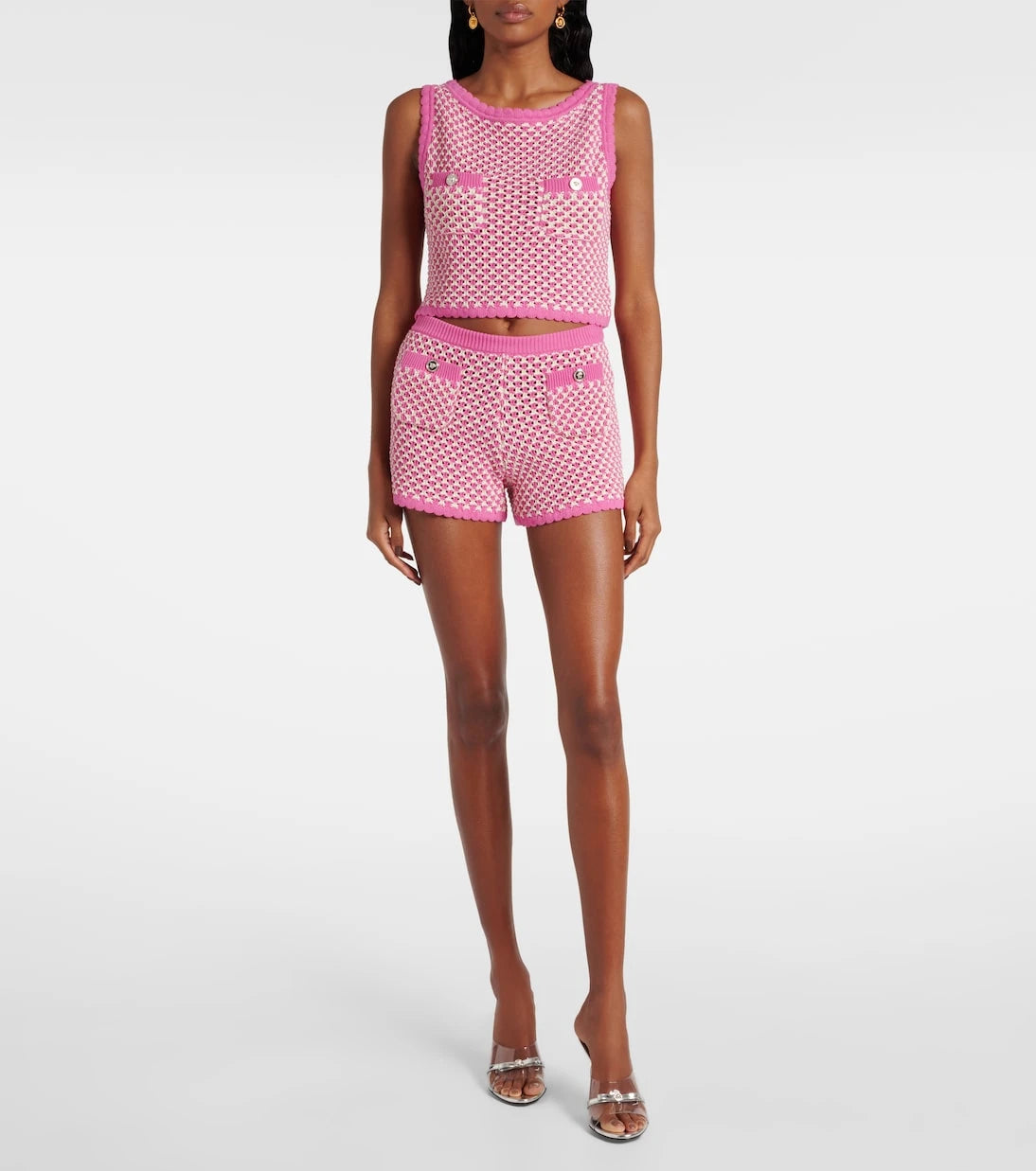 Versace - Crochet cotton-blend crop top