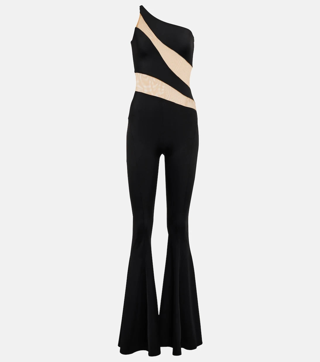 Norma Kamali - Snake paneled mesh fishtail jumpsuit
