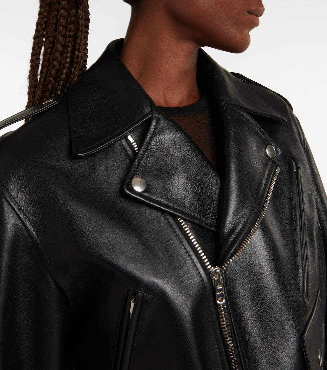 Alaïa - Cropped leather biker jacket