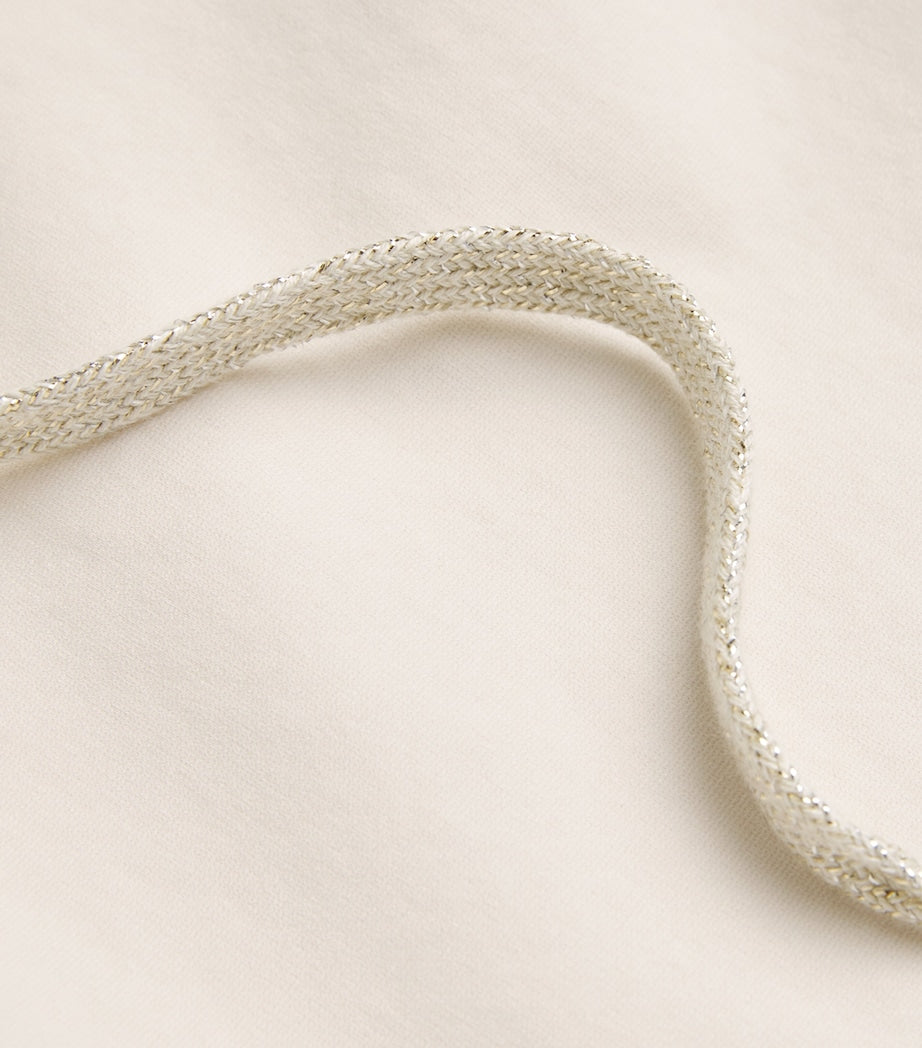 Beige Cotton-Blend Drawstring Trousers