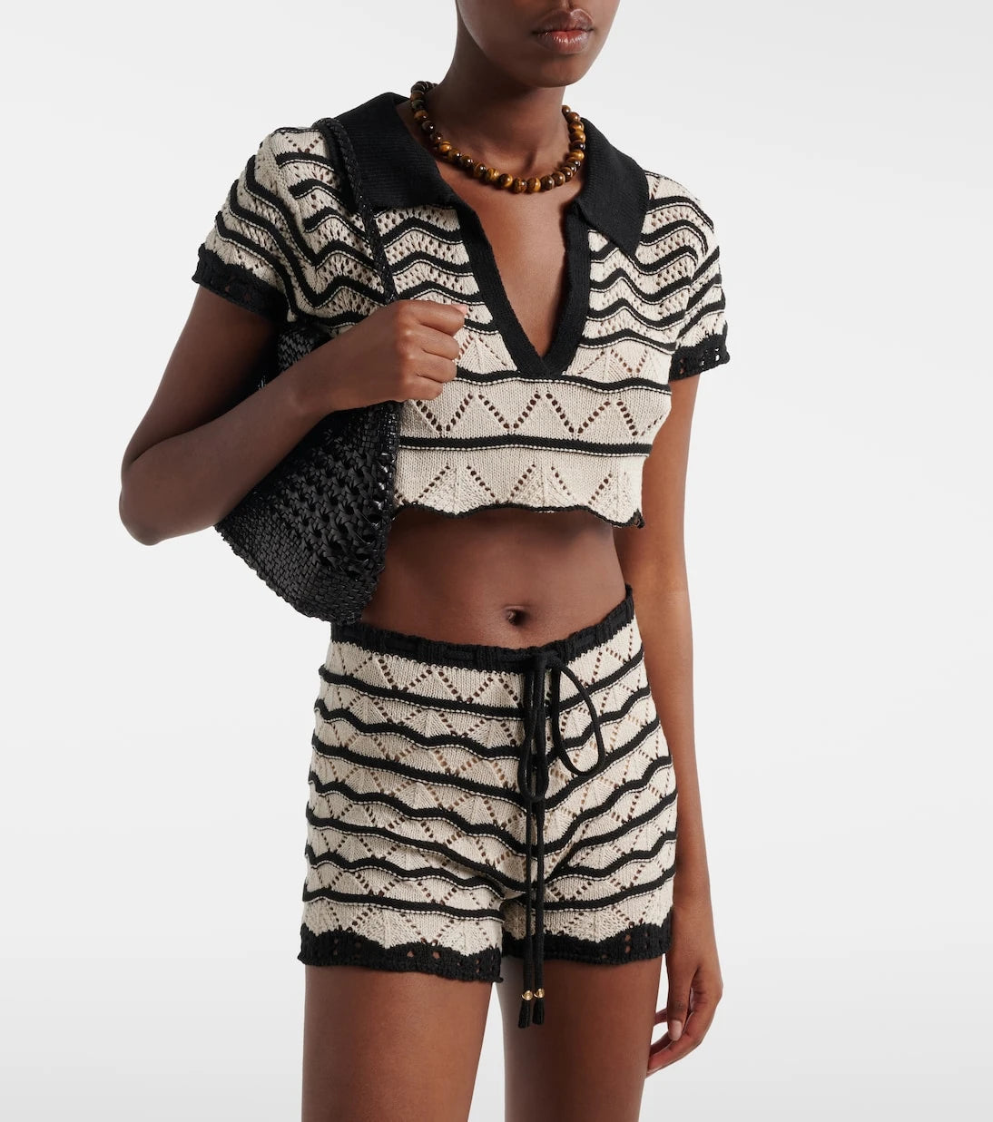 Bananhot - Kim crochet cotton-blend shorts