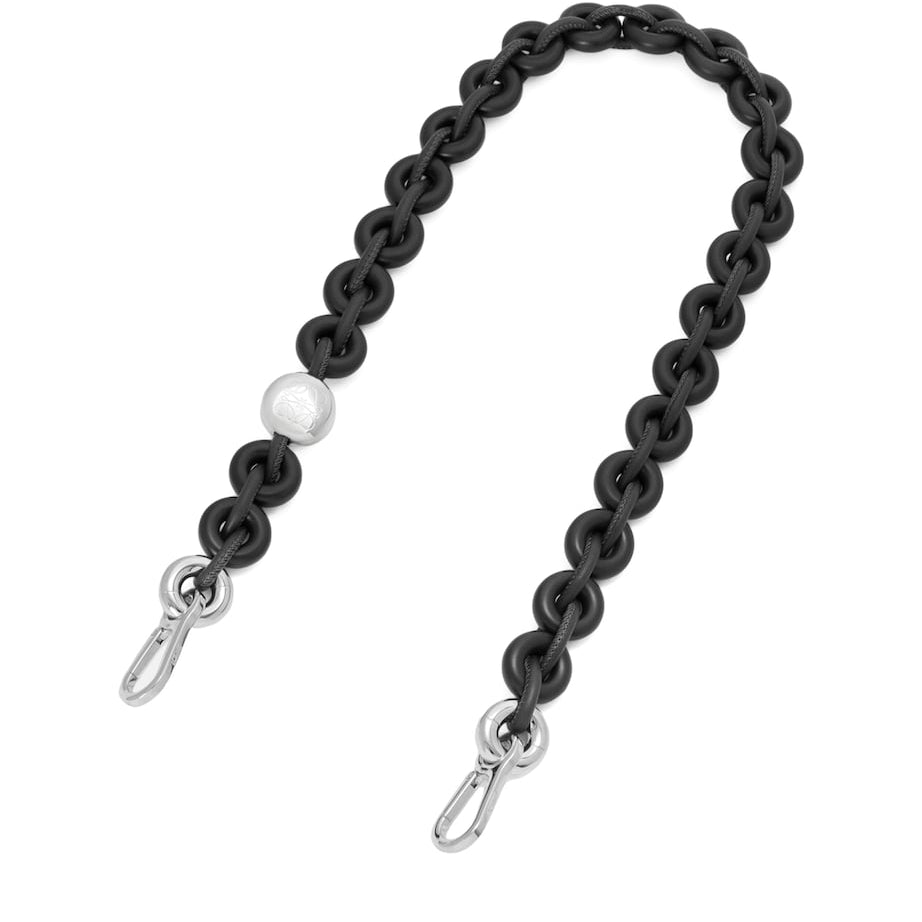 Black Leather Tonal Donut Bag Strap