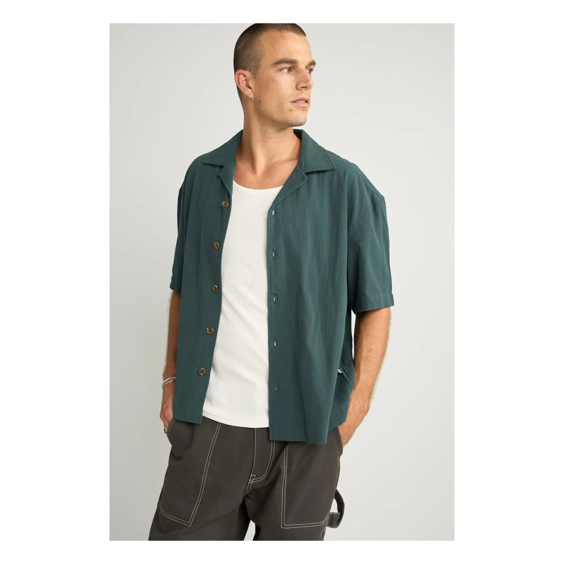 Rhythm - Relaxed Textured Shirt | Green