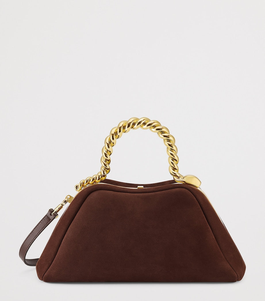 Bvlgari Brown x Geraldine Guyot Small Nubuck Leather Serpentine Top-Handle Bag