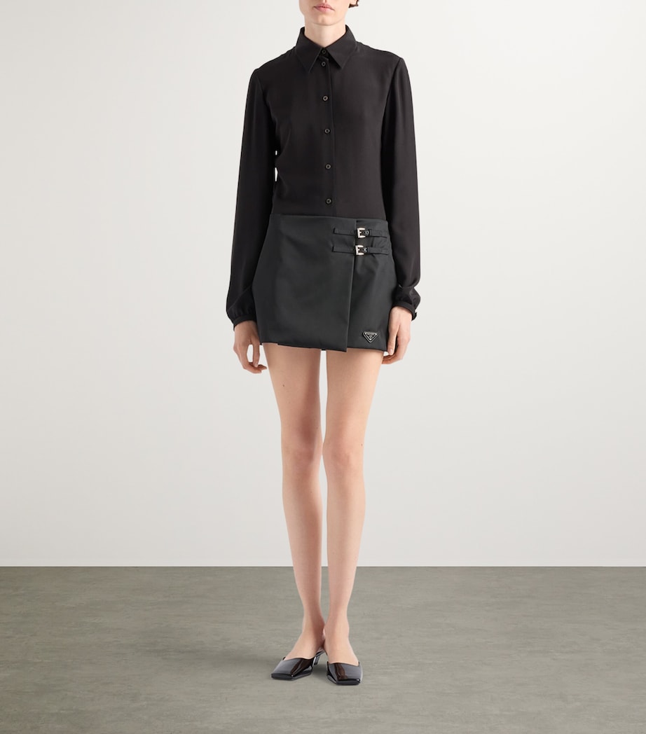 Prada Black Re-Nylon Wrap Mini Skirt