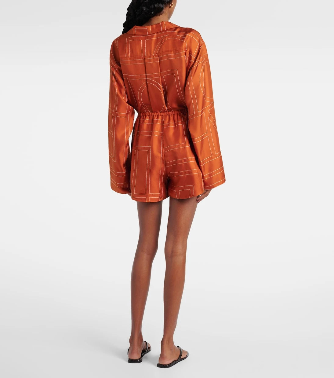 Toteme - Monogram silk twill pajama shorts