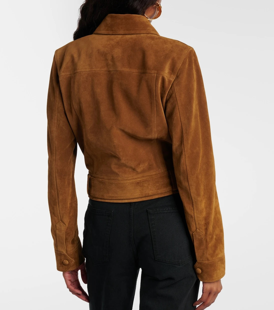 Saint Laurent - Belted cropped suede jacket