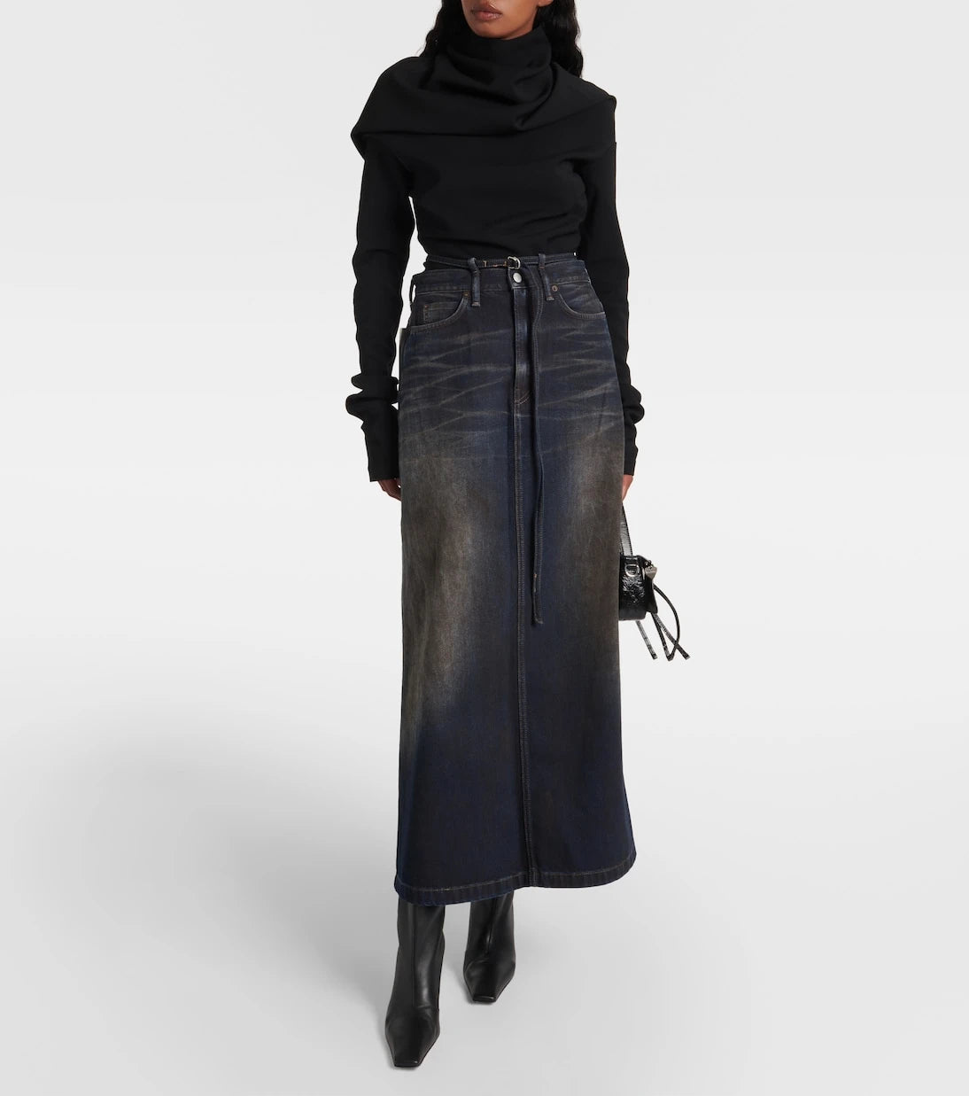 Acne Studios - تنورة تاليا الدنيم الطويلة