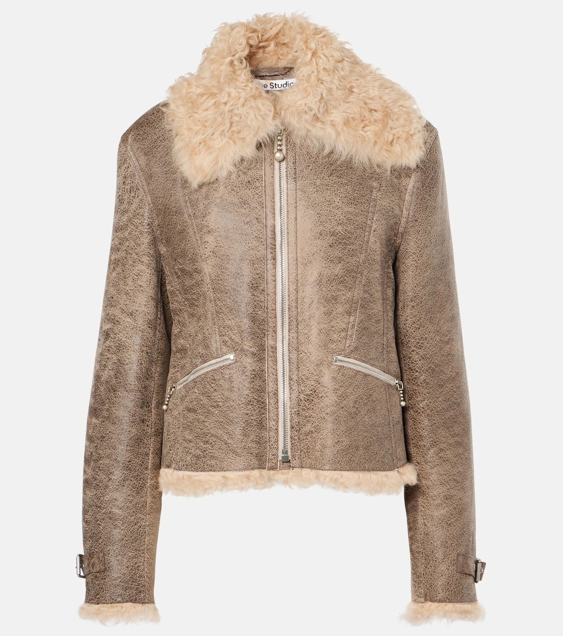 Acne Studios - Shearling-trimmed leather jacket