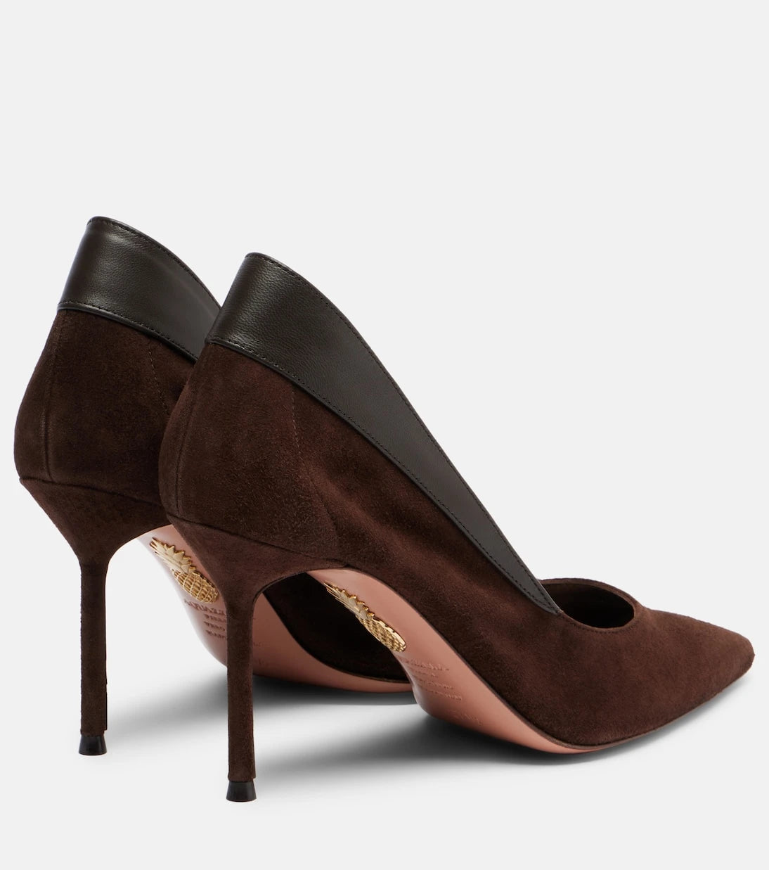 Aquazzura - Guanto 85 leather-trimmed suede pumps
