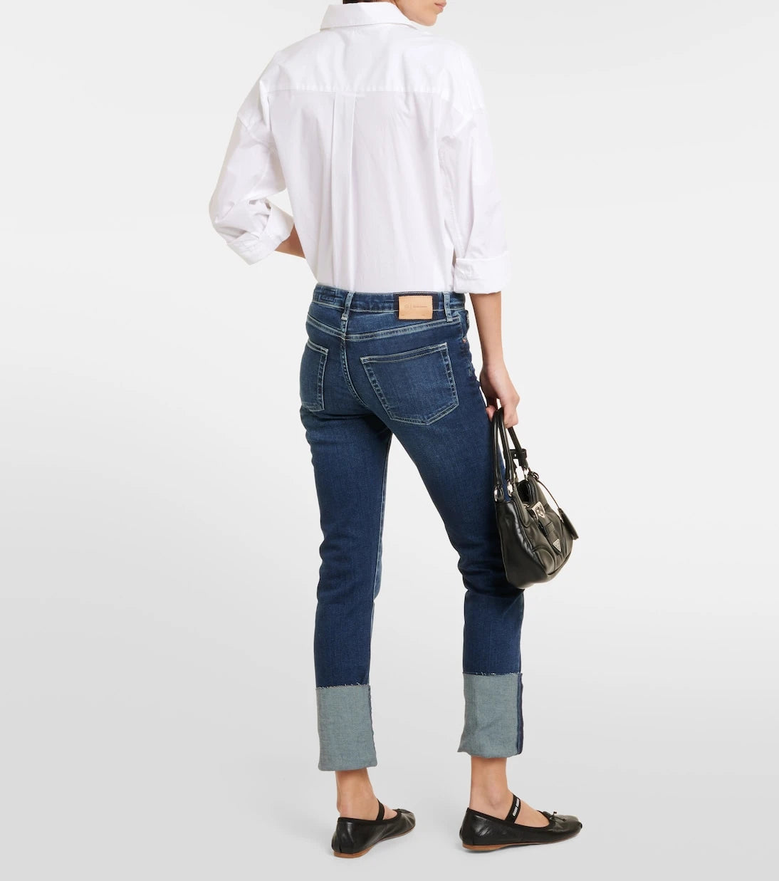 AG Jeans - بنطلون جينز سليم بقصة "جيرل فريند" وخصر متوسط الارتفاع