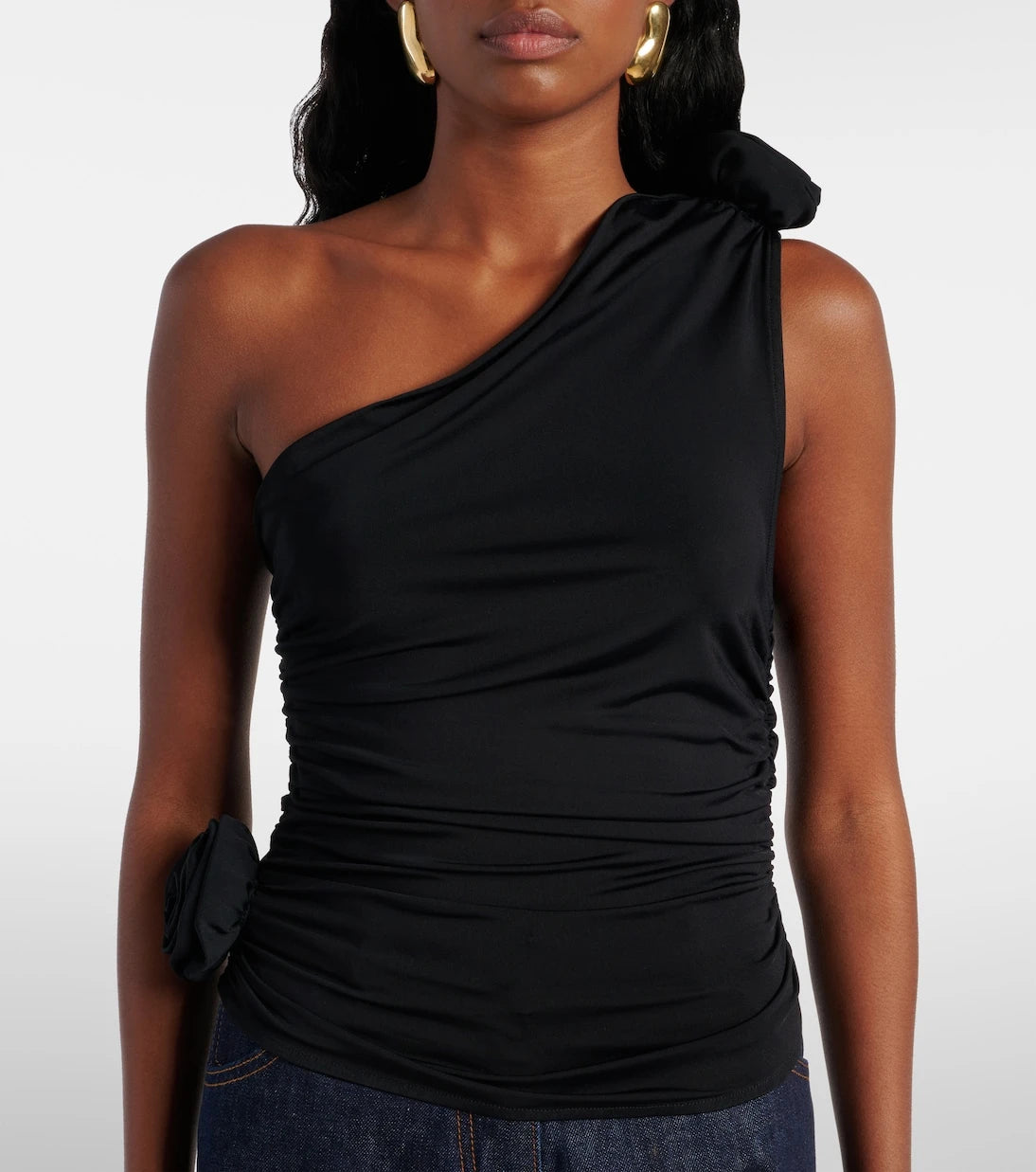 Magda Butrym - Floral-appliqué one-shoulder jersey top