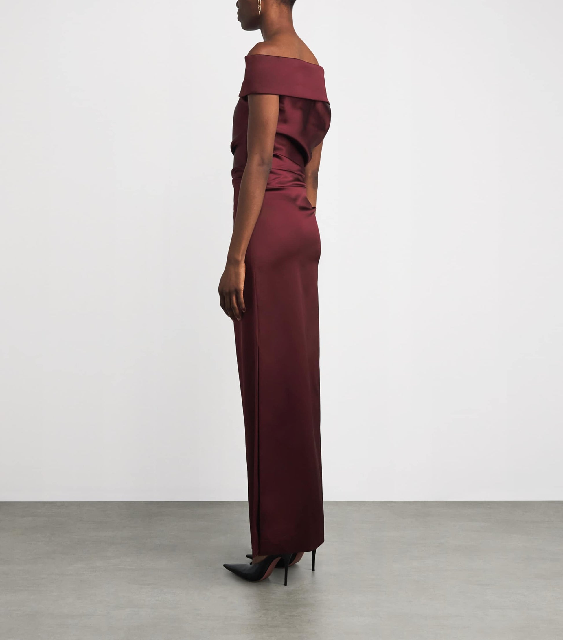 Max Mara Red Stretch-Satin Maxi Dress