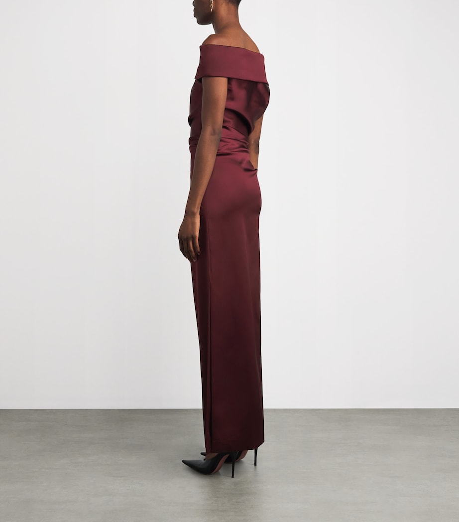 Red Stretch-Satin Maxi Dress