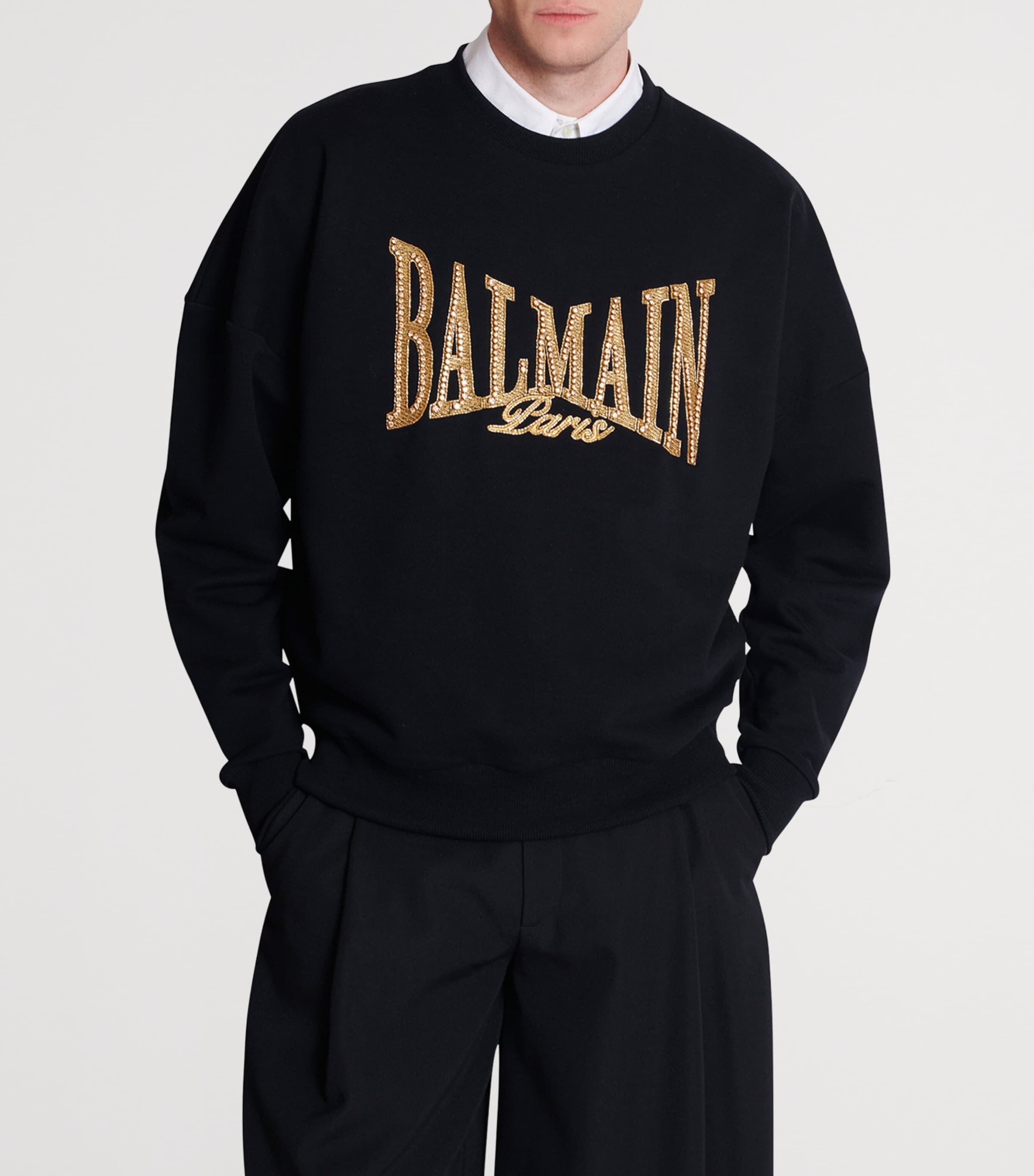 Cotton Embroidered College Sweatshirt
