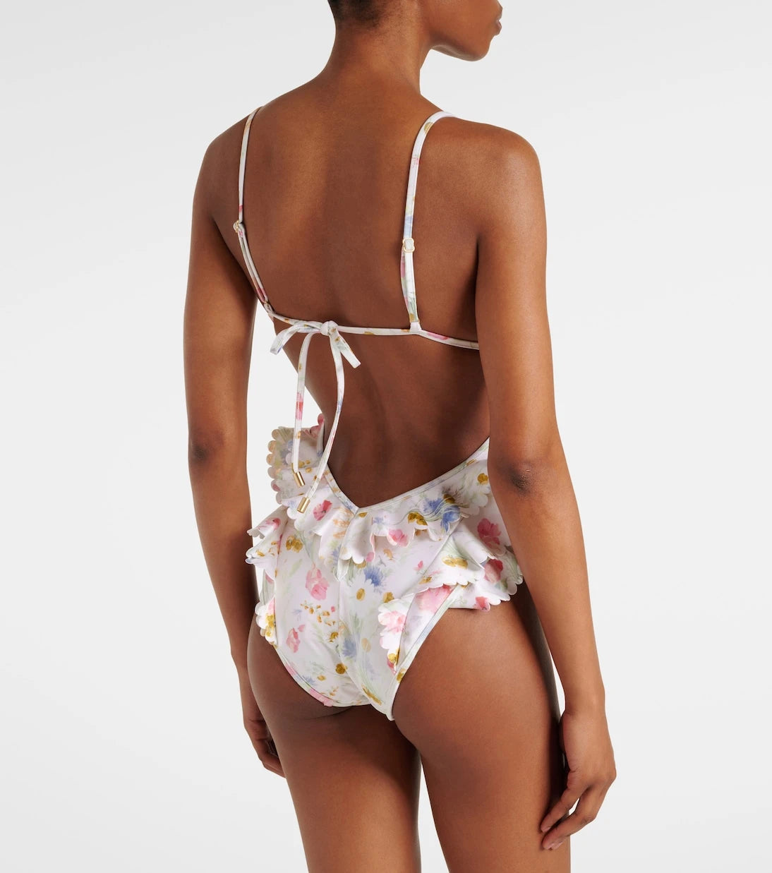 Zimmermann - Floral ruffled swimsuit