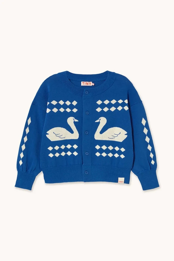 Детска памучна жилетка Tinycottons SWANS DIAMONDS CARDIGAN