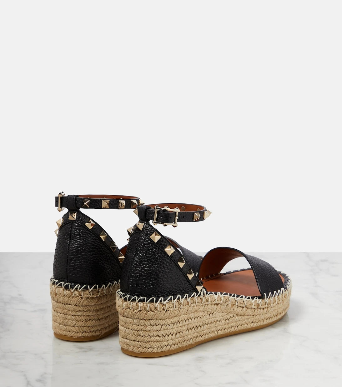 Valentino Garavani - Rockstud leather espadrille wedges