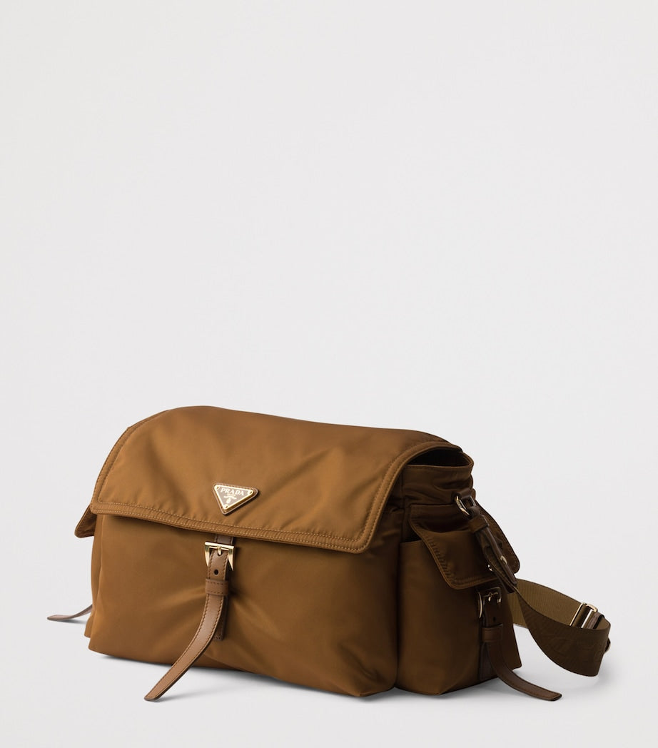 Prada Large Re-Nylon and Leather Explore Shoulder Bag