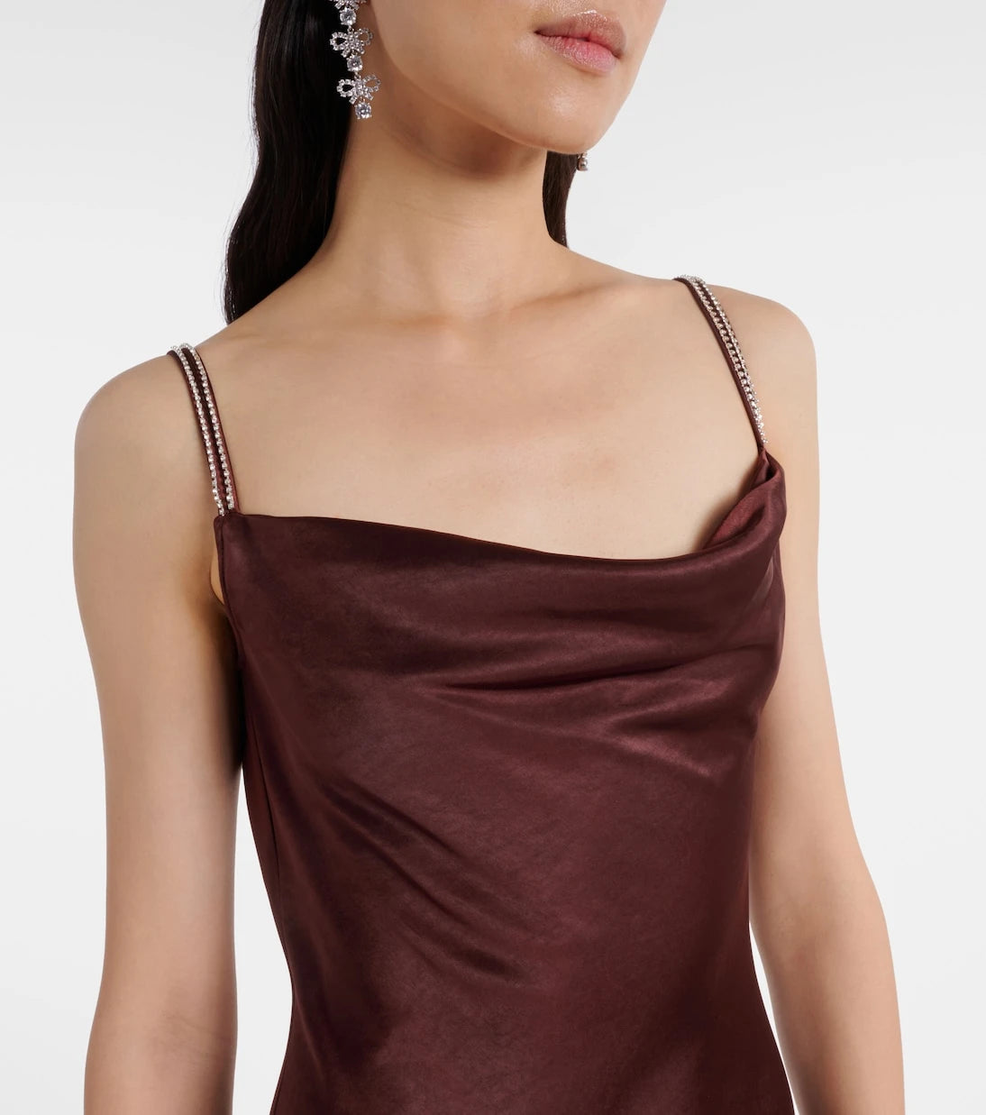 Self-Portrait - Embellished satin gown