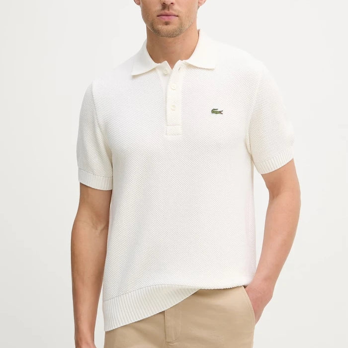 Lacoste erkek yün karışımlı yakalı örgü polo