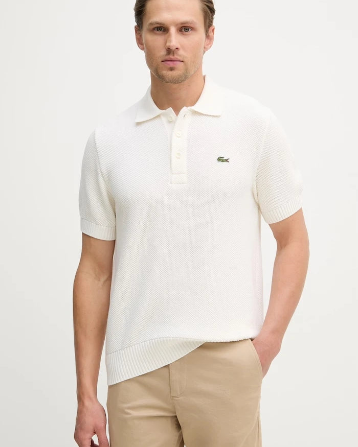 Lacoste erkek yün karışımlı yakalı örgü polo