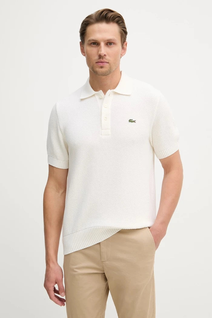 Lacoste erkek yün karışımlı yakalı örgü polo