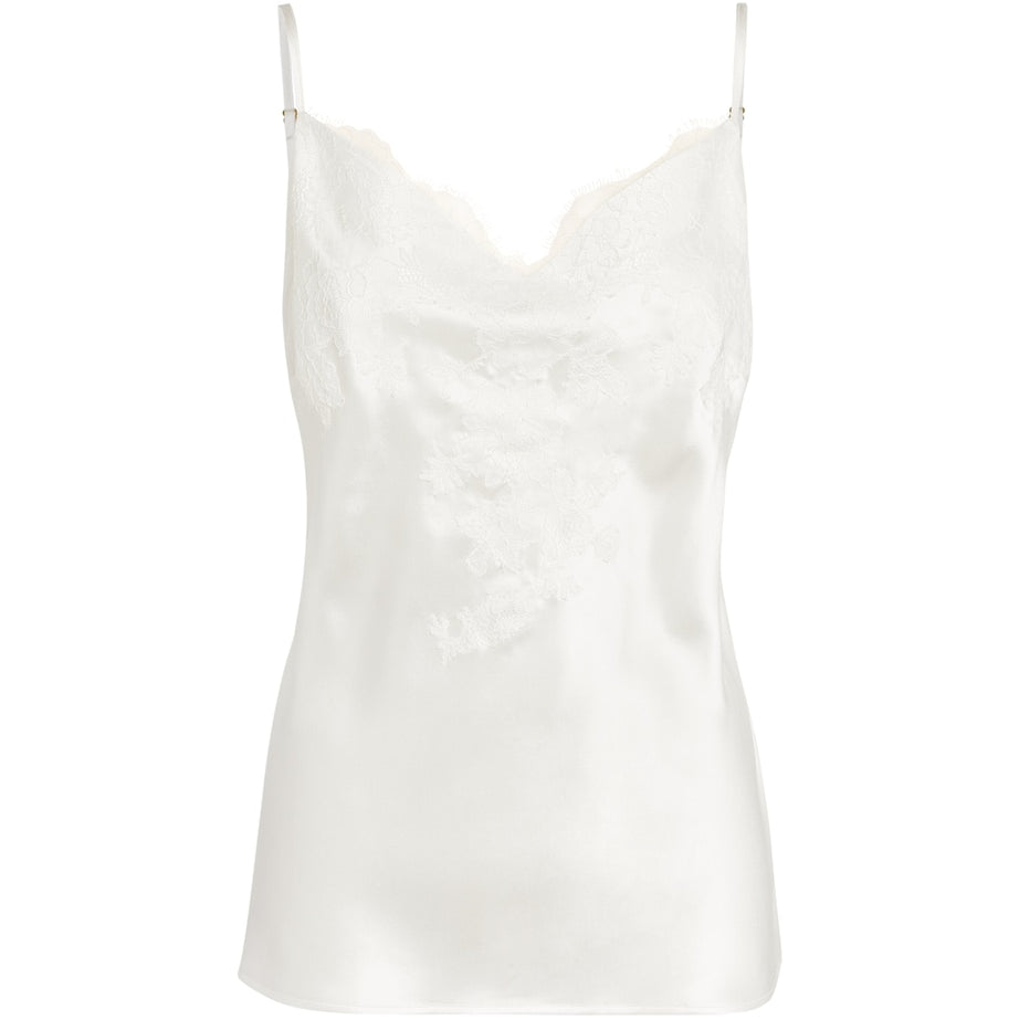 Marjolaine Ivory Silk Lace-Trim Baccarat Camisole