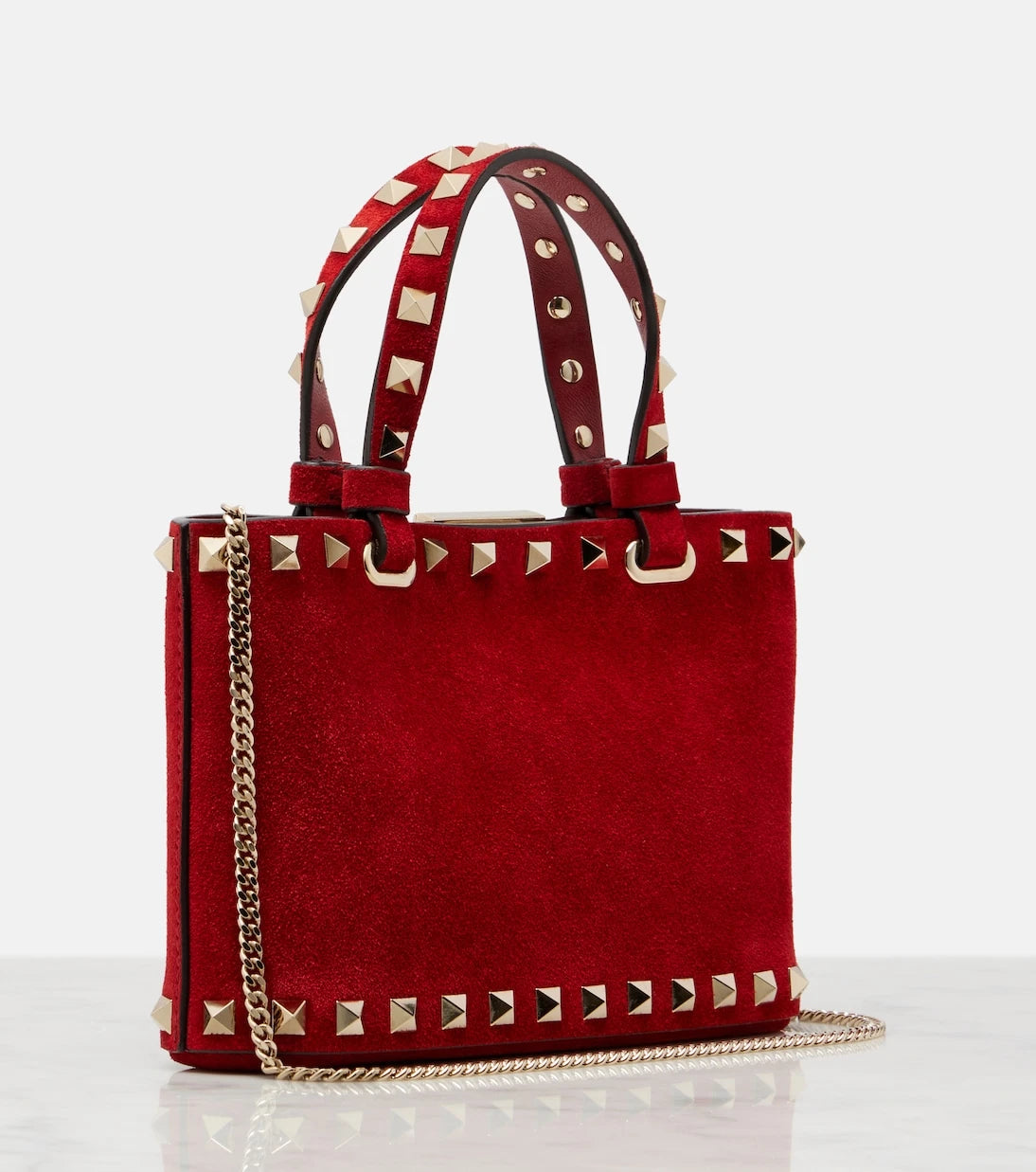 Valentino Garavani - Rockstud Mini suede top-handle bag