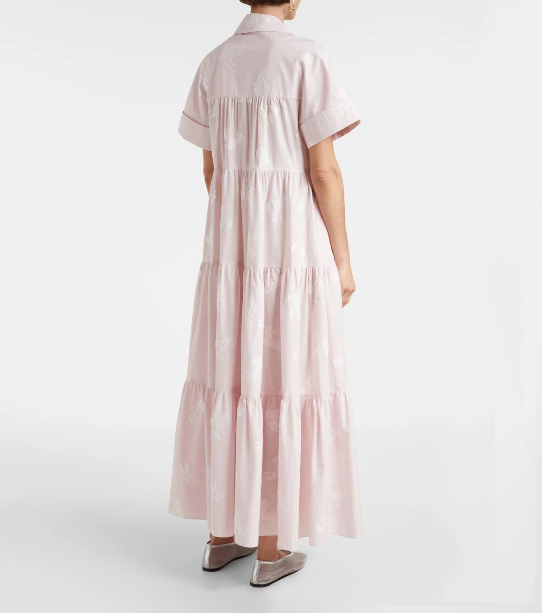 Erdem - Embroidered tiered cotton shirt dress