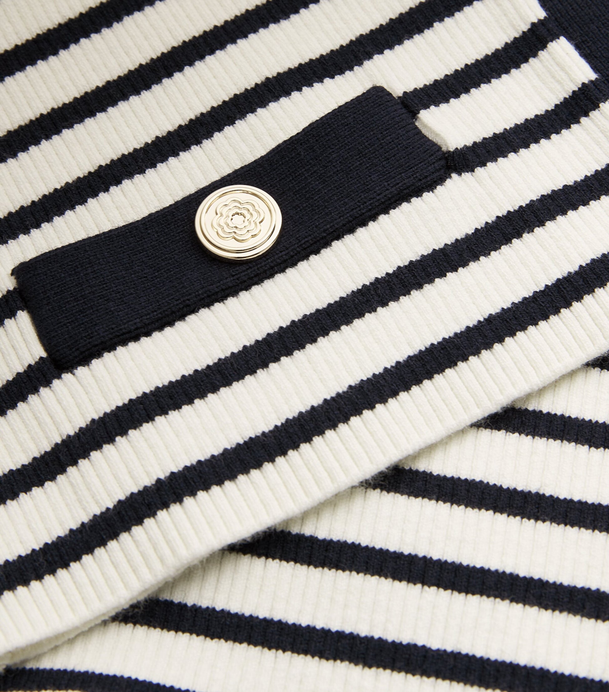 Cotton-Blend Striped Top ECRU/NAVY BLUE