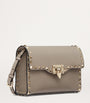 Valentino Garavani Grey Calf Leather Rockstud Alcove Shoulder Bag