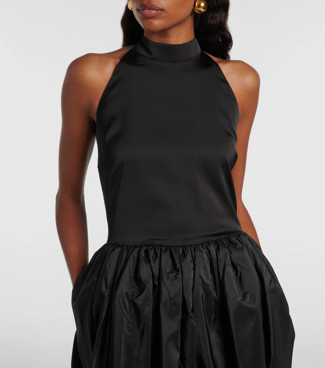 Rotate - Gathered satin taffeta maxi dress