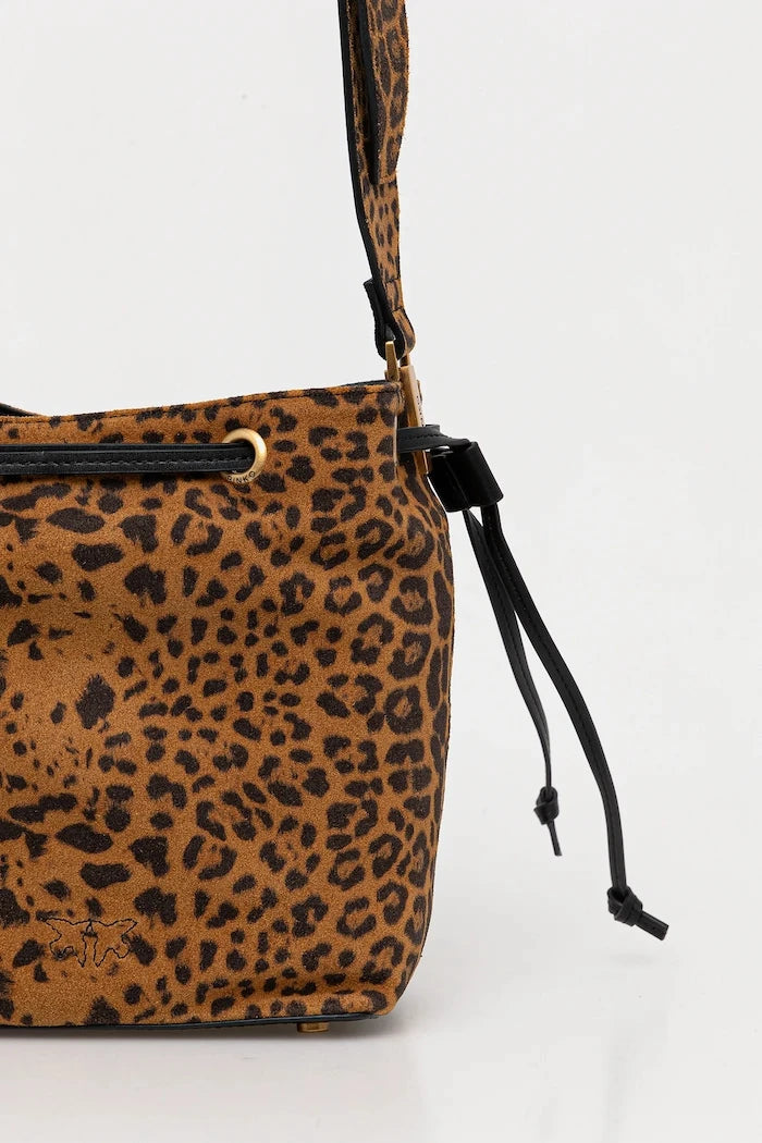 Велурена чанта Pinko Leopard Print