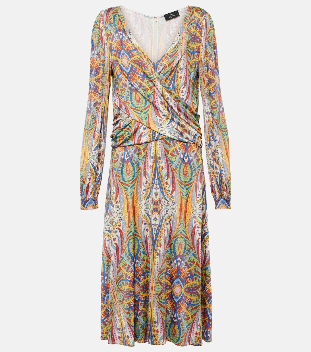 Etro - Printed gathered jersey midi dress
