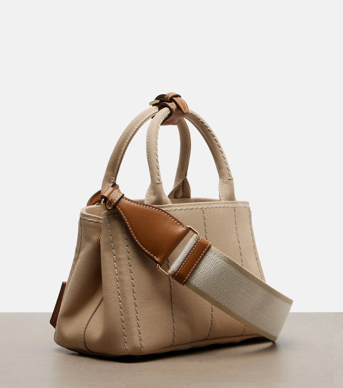 Prada - Prada Jardinière cotton canvas top-handle