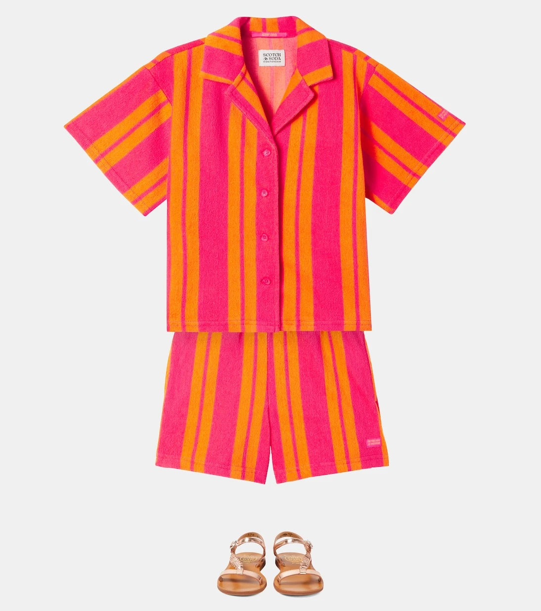 Scotch & Soda Kids - Striped cotton-blend terry shorts