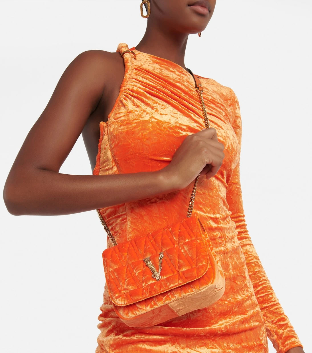 Versace - Virtus Small velvet shoulder bag