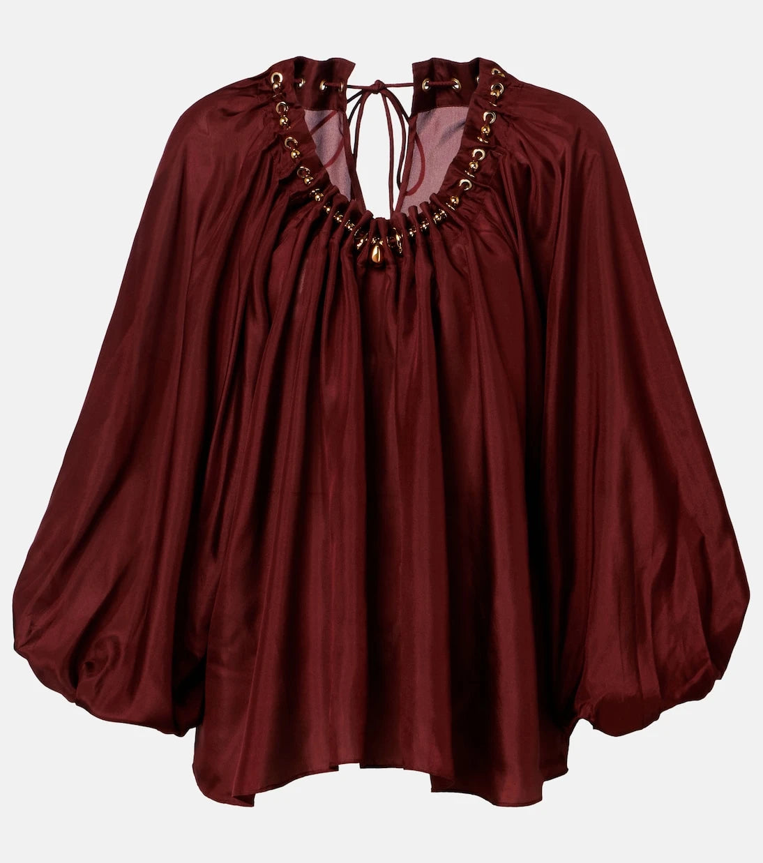 Zimmermann - Aster asymmetric beaded silk habotai blouse