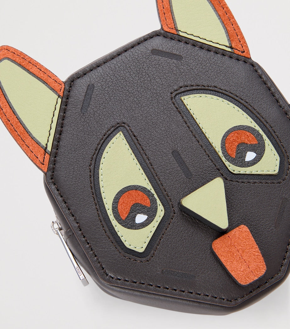 LOEWE Black Leather Futurist Cat Coin Purse