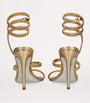 René Caovilla Gold Leather Serpent Heeled Sandals 105