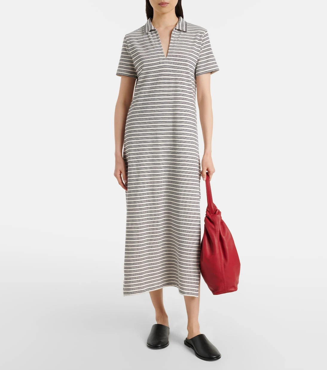 Velvet - Corin striped cotton midi dress